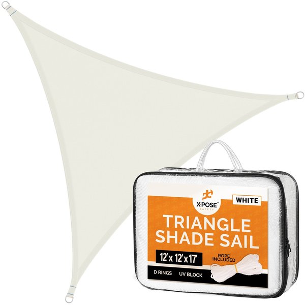 Xpose Safety Sun Shade Sail 12' x 12' x 17' - White Triangle SHSWHT-121217-X